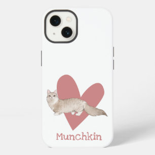 Munchkin Cat Watercolor Kitty Pink Heart iPhone 13 Case