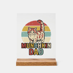 Munchkin Dad Retro Cat Lover Vector Shirt Design_1 Acrylic Sign
