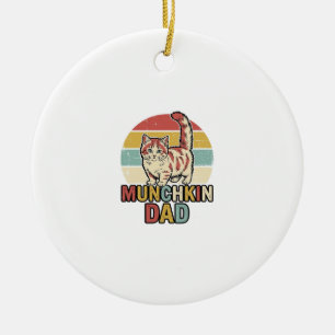 Munchkin Dad Retro Cat Lover Vector Shirt Design_1 Ceramic Ornament