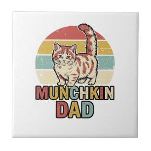 Munchkin Dad Retro Cat Lover Vector Shirt Design_1 Ceramic Tile