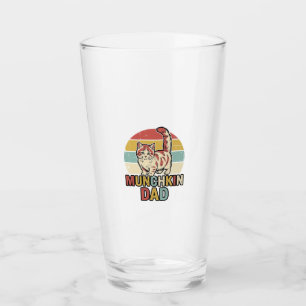 Munchkin Dad Retro Cat Lover Vector Shirt Design_1 Glass