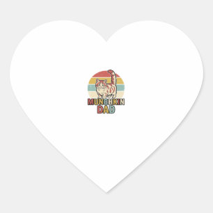 Munchkin Dad Retro Cat Lover Vector Shirt Design_1 Heart Sticker