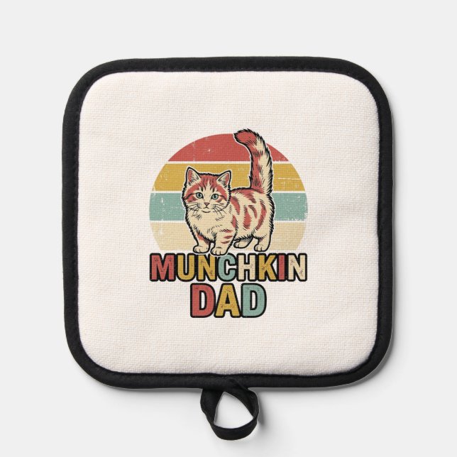 Munchkin Dad Retro Cat Lover Vector Shirt Design_1 Pot Holder (Front)