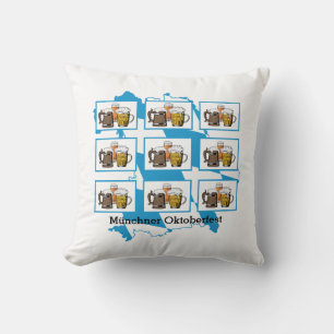 Münchner OKTOBERFEST Bayern Map Beers Cartoon Cushion