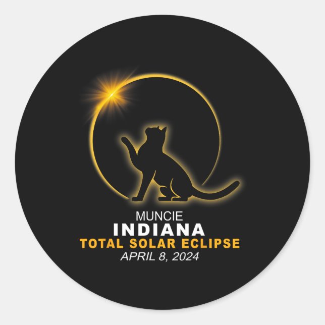 Muncie 2024 Total Solar Eclipse  Classic Round Sticker (Front)