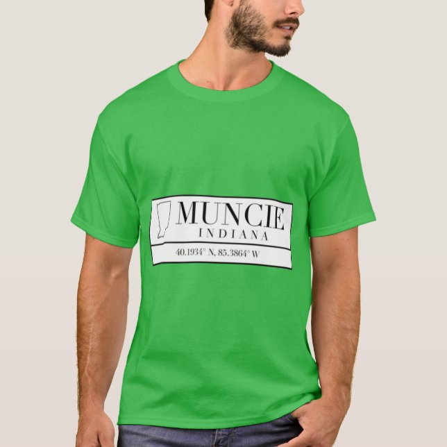 Muncie Indiana Coordinates Oversized T-Shirt (Front)