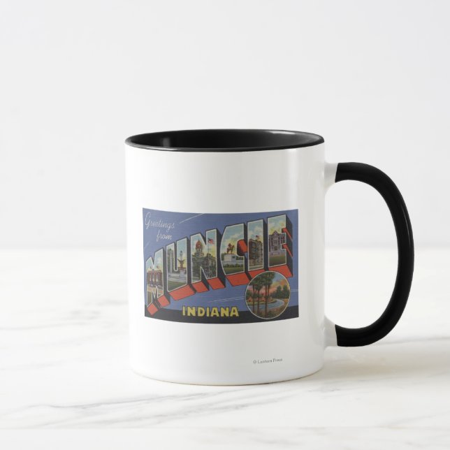 Muncie, Indiana - Large Letter Scenes Mug (Right)