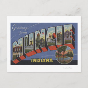 Muncie, Indiana - Large Letter Scenes Postcard