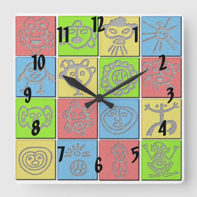 Mundo Taino Square Wall Clock (Front)