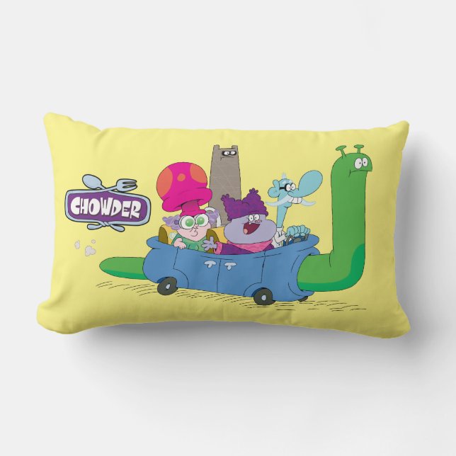 Mung, Chowder, Shnitzel, & Truffles in Snail Car Lumbar Cushion (Front)
