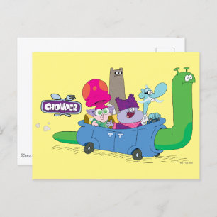 Mung, Chowder, Shnitzel, & Truffles in Snail Car Postcard