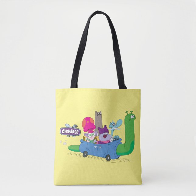 Mung, Chowder, Shnitzel, & Truffles in Snail Car Tote Bag (Front)