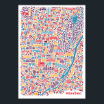 Munich City Map Poster<br><div class="desc">The illustrated city map poster Munich contains among other famous Munich attractions Hofbraeuhaus,  Marienplatz,  Frauenkirche,  Viktualienmarkt,  Englischer Garten,  Allianz Arena,  Olympic Park and BMW World. The print is part of the award winning city map series by Vianina.</div>