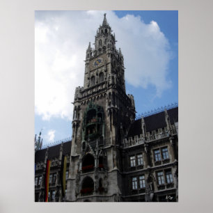 Munich Clock Tower Marienplatz, S Cyr Poster