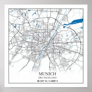 Munich Deutschland City Map Travel Simple Poster