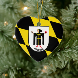 Munich flag and coat of arms ceramic ornament
