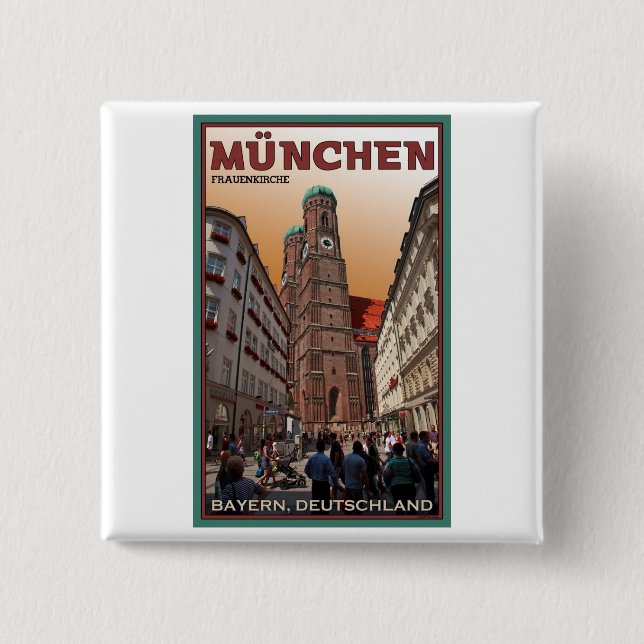 Munich - Frauenkirche 15 Cm Square Badge (Front)