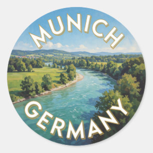 Munich Germany Alpine Landscape 🏔️ Classic Round Sticker