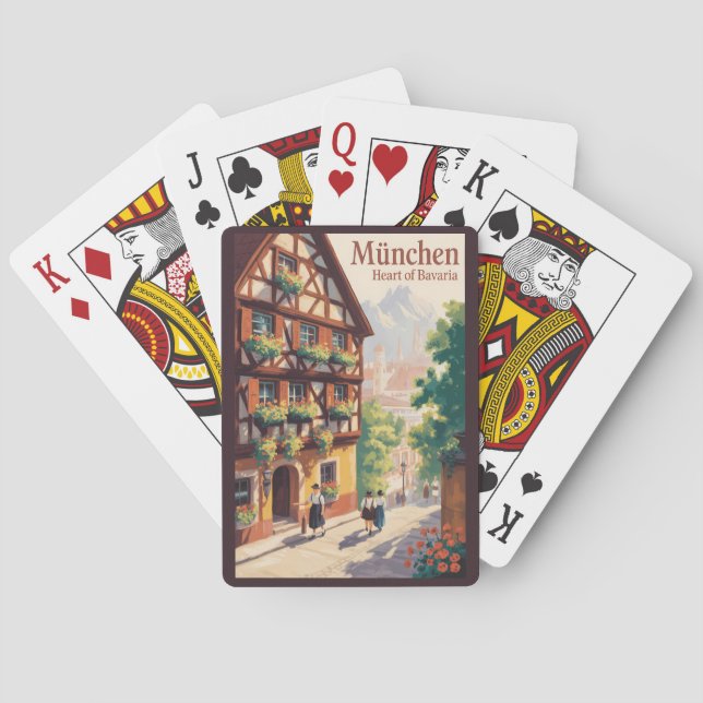 Munich Germany Bavaria Illustration Travel Art Playing Cards (Back)