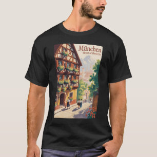 Munich Germany Bavaria Illustration Travel Art T-Shirt