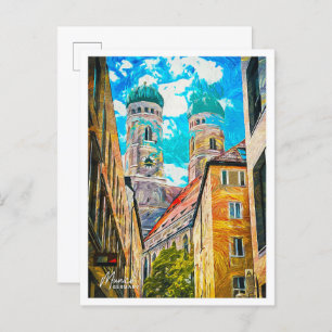 Munich Germany Beautiful Oil Painting City Postcard