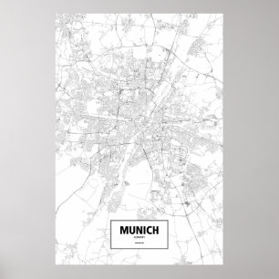 Munich, Germany (black on white) Poster