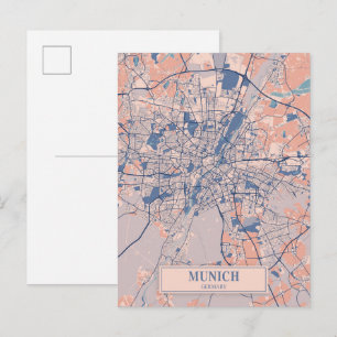 Munich Germany Breezy City Map Travel Postcard