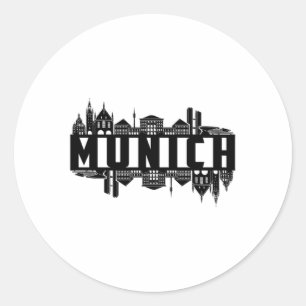 Munich Germany City Cityscape Cool Funny Gift Classic Round Sticker