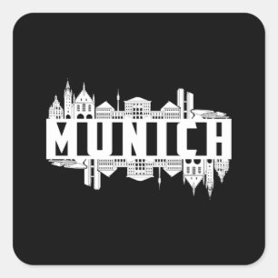 Munich Germany City Cityscape Funny Gift Idea Square Sticker