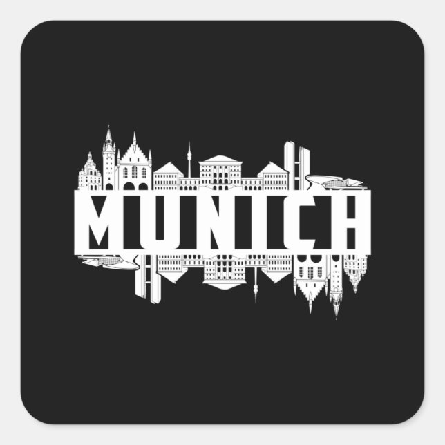 Munich Germany City Cityscape Funny Gift Idea Square Sticker (Front)