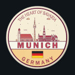 Munich Germany City Skyline Emblem Magnet<br><div class="desc">Munich minimalist,  colourful art design featuring monuments and landmarks of the city in Germany.</div>