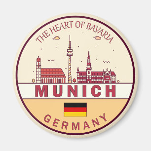 Munich Germany City Skyline Emblem Magnet