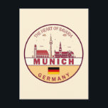 Munich Germany City Skyline Emblem Postcard<br><div class="desc">Munich minimalist,  colourful art design featuring monuments and landmarks of the city in Germany.</div>