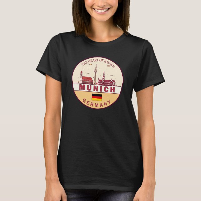 Munich Germany City Skyline Emblem T-Shirt (Front)