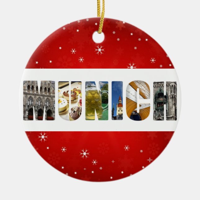 Munich Germany City Travel Photos Christmas Ceramic Ornament (Front)