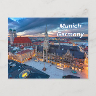 Munich, Germany Downtown in the Evening Postcard