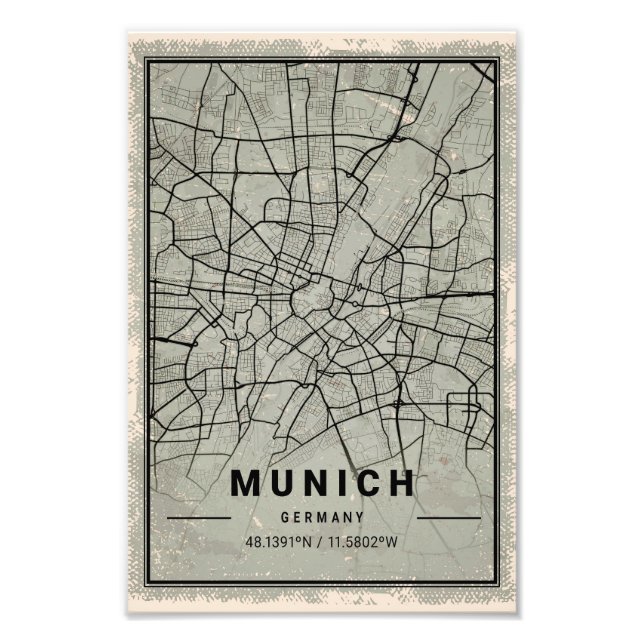 Munich germany map print poster canvas (Front)