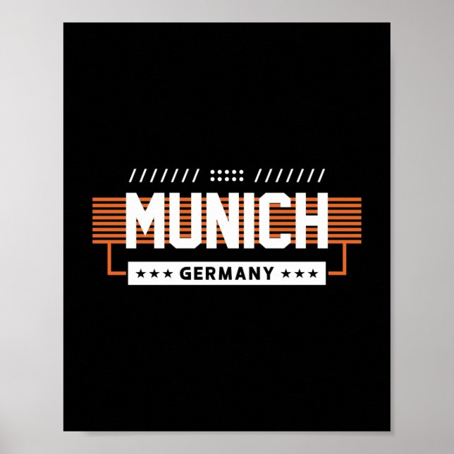 Munich Germany Modern Typography Graphic Design Poster (Front)