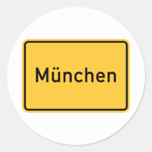 Munich, Germany Road Sign Classic Round Sticker