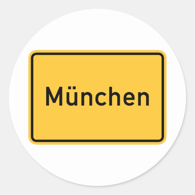 Munich, Germany Road Sign Classic Round Sticker (Front)