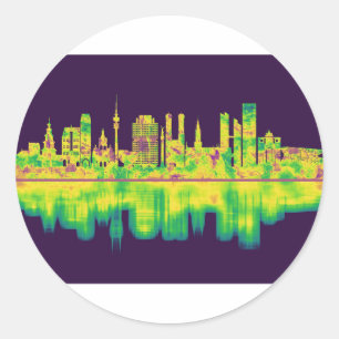 Munich Germany Skyline Classic Round Sticker