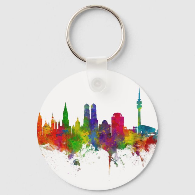 Munich Germany Skyline München Key Ring (Front)