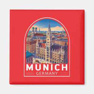 Munich Germany Travel Art Emblem Magnet