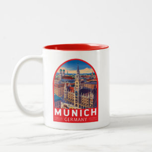 Munich Germany Travel Art Emblem Two-Tone Coffee Mug