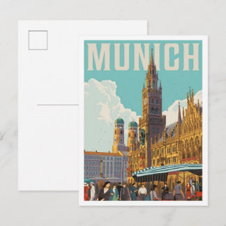 Munich Germany Vintage Art Travel Postcard