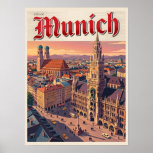 Munich Germany Vintage Travel Poster