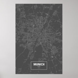 Munich, Germany (white on black) Poster