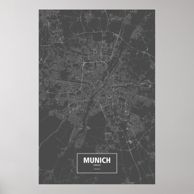 Munich, Germany (white on black) Poster (Front)