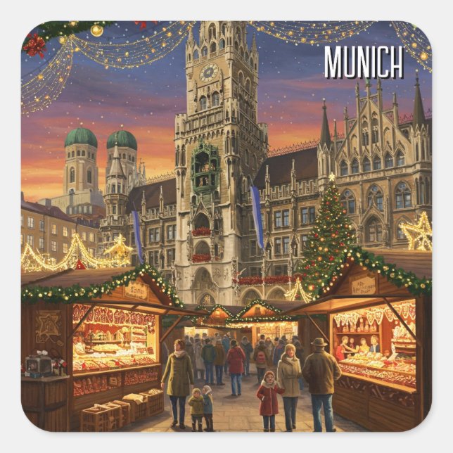 Munich Marienplatz Germany Christmas Market Square Sticker (Front)