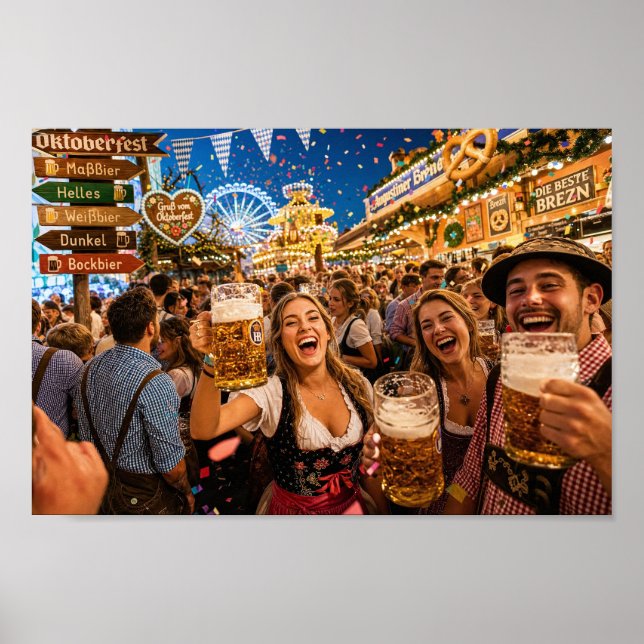 Munich Oktoberfest Celebration Glow Poster (Front)